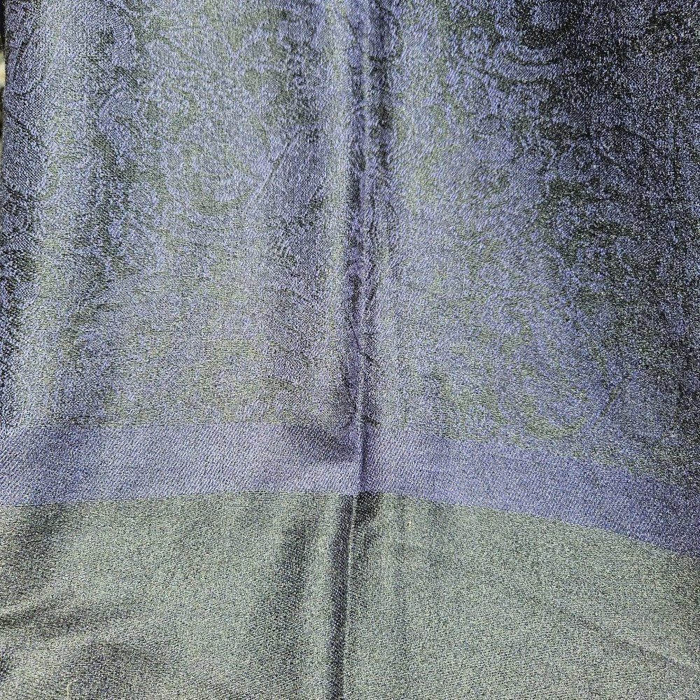 Pashmina Silk Blend Paisley Jacquard Dark Blue/Black | Elegant Shawl - Picture 16 of 16